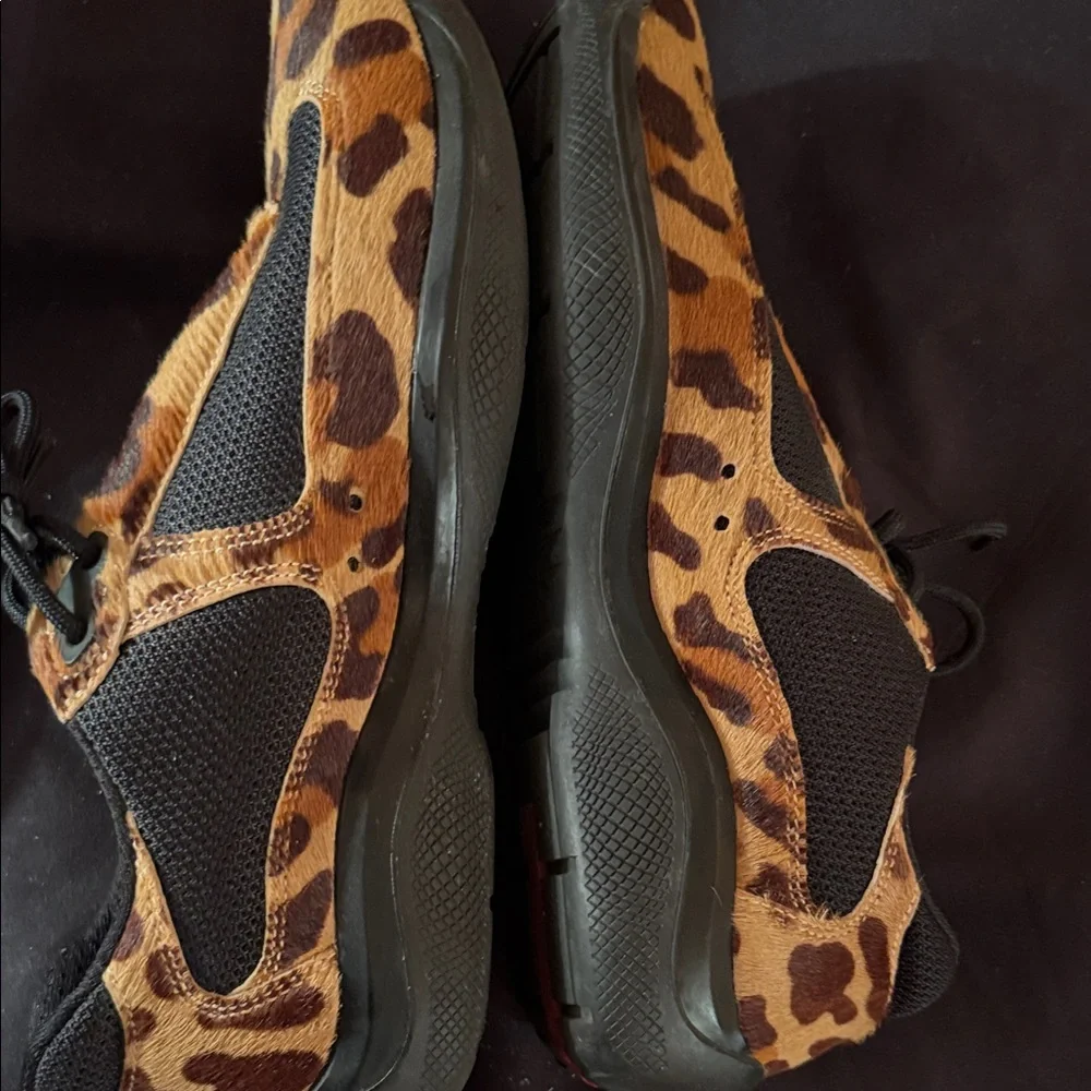 Prada Leopard Pony Hair America Cup Sneakers - Picture 4 of 7